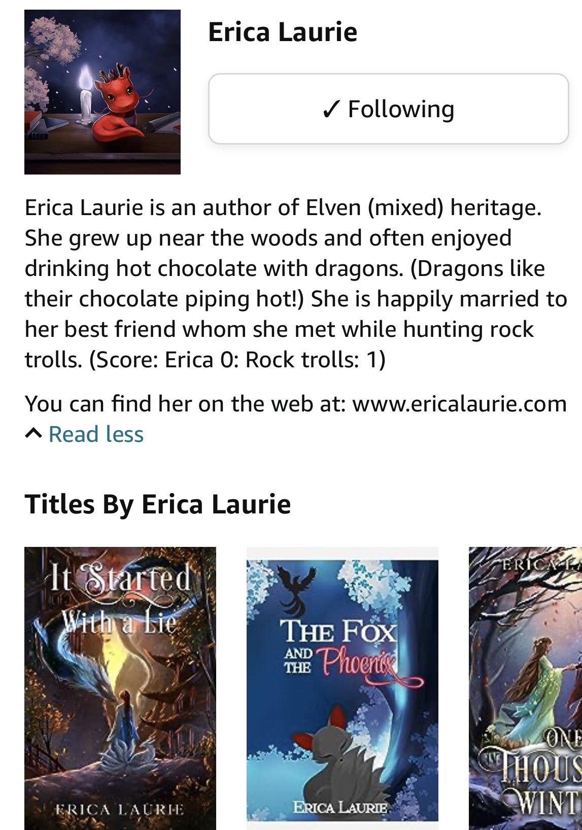 Erica’s Amazon page 